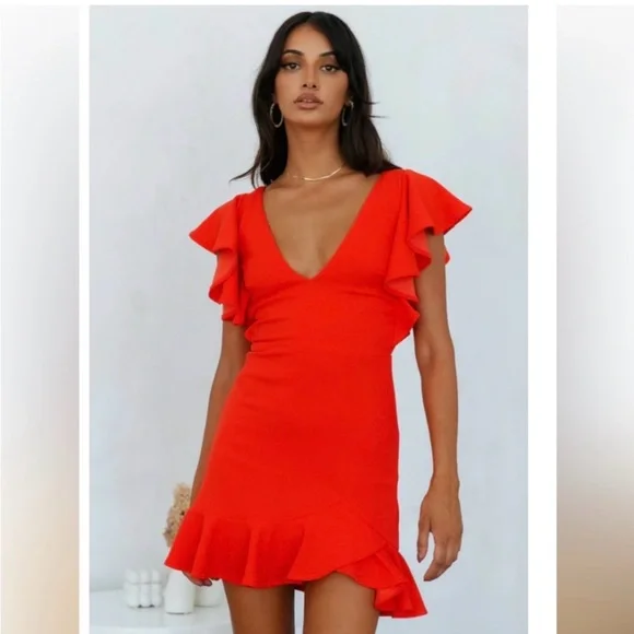 Hello Molly Vibrant Red Mini Dress - Picture 1 of 7